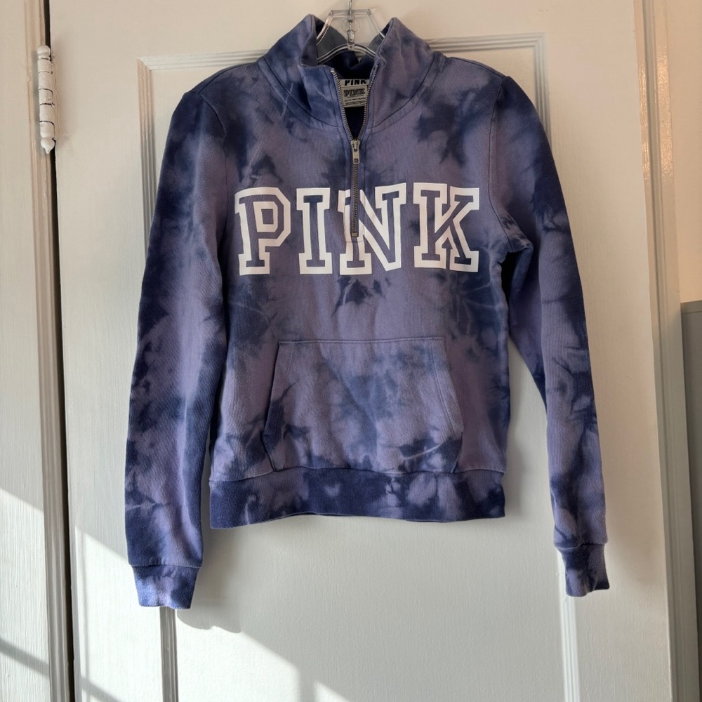 VS Pink Tie-Dye Quarter-Zip Sweatshirt